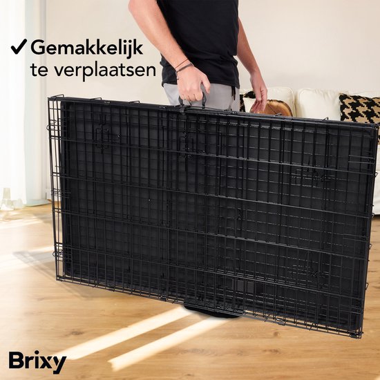 Brixy Hundebank - Bank für Hunde - Größe XXL - faltbar - 122 x 76 x 84 CM - 2 Türen - Schwarz