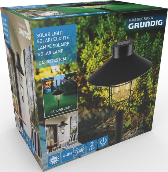Grundig Solar Gartenleuchte - 21,8 x 21,8 x 64 CM - Gartenleuchte - LED-Beleuchtung - Aufladen mit Solarenergie