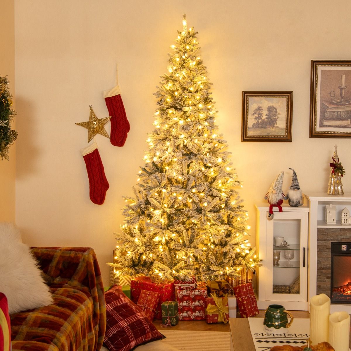 Coast halber künstlicher Weihnachtsbaum vorbeleuchtet 210 cm - Schnee-Effekt - Weiß/Grün - 126 x 63 x 210 cmCoast halber künstlicher Weihnachtsbaum vorbeleuchtet 210 cm - Schnee-Effekt - Weiß/Grün - 126 x 63 x 210 cm