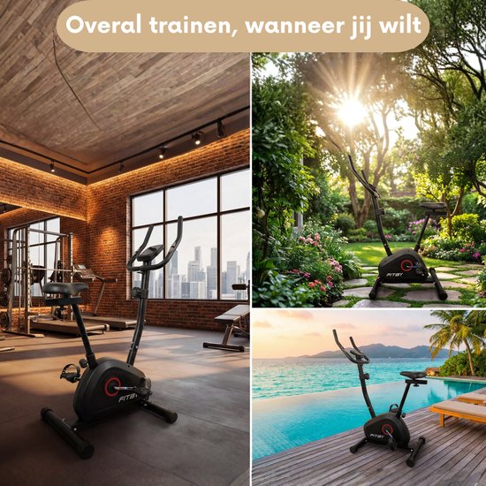 Fitby Heimtrainer - Heimtrainer - Heimtrainer Fitness - 8 Widerstandsstufen - Mit Herzfrequenzfunktion - 100 KG - Schwarz