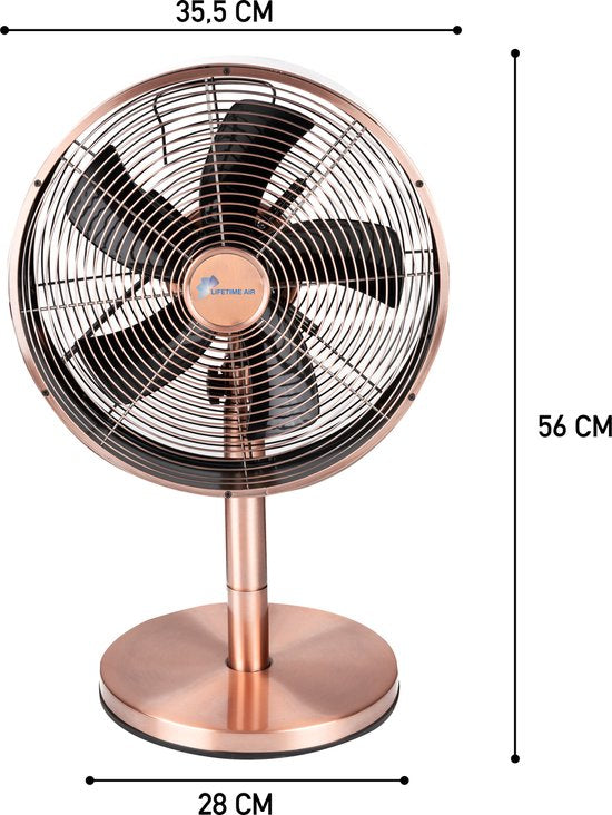 Lifetime Air Tischventilator - 230V - Tischventilator 30CM - 3 Geschwindigkeiten - Oszillationsfunktion - Neigbar - Pink