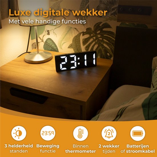 Nuvance - Digitaler Wecker - Digitaluhr - Wecker für Kinder & Erwachsene - Reisewecker - Schlafzimmer - Led-Wecker digital - Wecker - Schwarz
