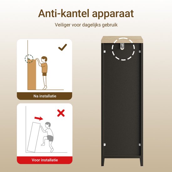 SoBuy Schmaler Nachttisch, schlanker Beistelltisch mit 2 Schubladen und offenem Fach, für Wohnzimmer, Schlafzimmer oder Büro, 20 x 35 x 60 cm, schwarz, FBT149-SCH