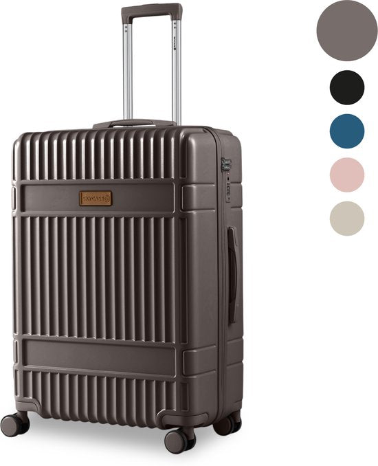 SKYCASES – Mittelgroßer Reisekoffer – Classic Heritage – Leichtgewicht – TSA-Schloss – 66 x 45 x 26 cm – 63 l – M Rollkoffer – Geräuscharme Rollen – Braun