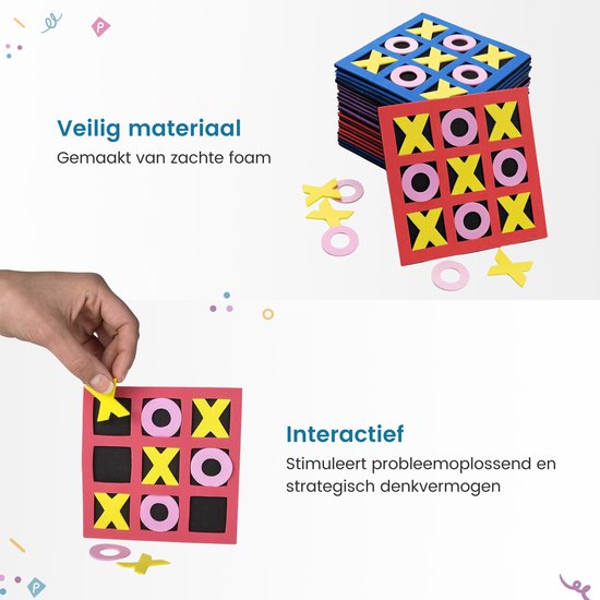Partizzle 24x Mini Butter-, Käse- und Eierspiel - Partygeschenke - Tic Tac Toe Spiele - Lernspielzeug - Abschlussgeschenke für Kinder - Schaumstoff