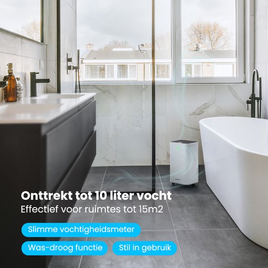 Auronic Luftentfeuchter - Compact Series - 10 l pro Tag - Waschtrockenfunktion - Schlafzimmer, Bad und Wohnzimmer - Weiß