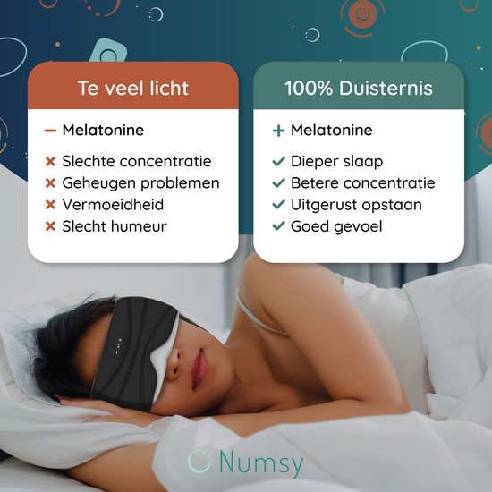 Numsy Schlafmaske Bluetooth - Schlaf Kopfhörer - Stirnband