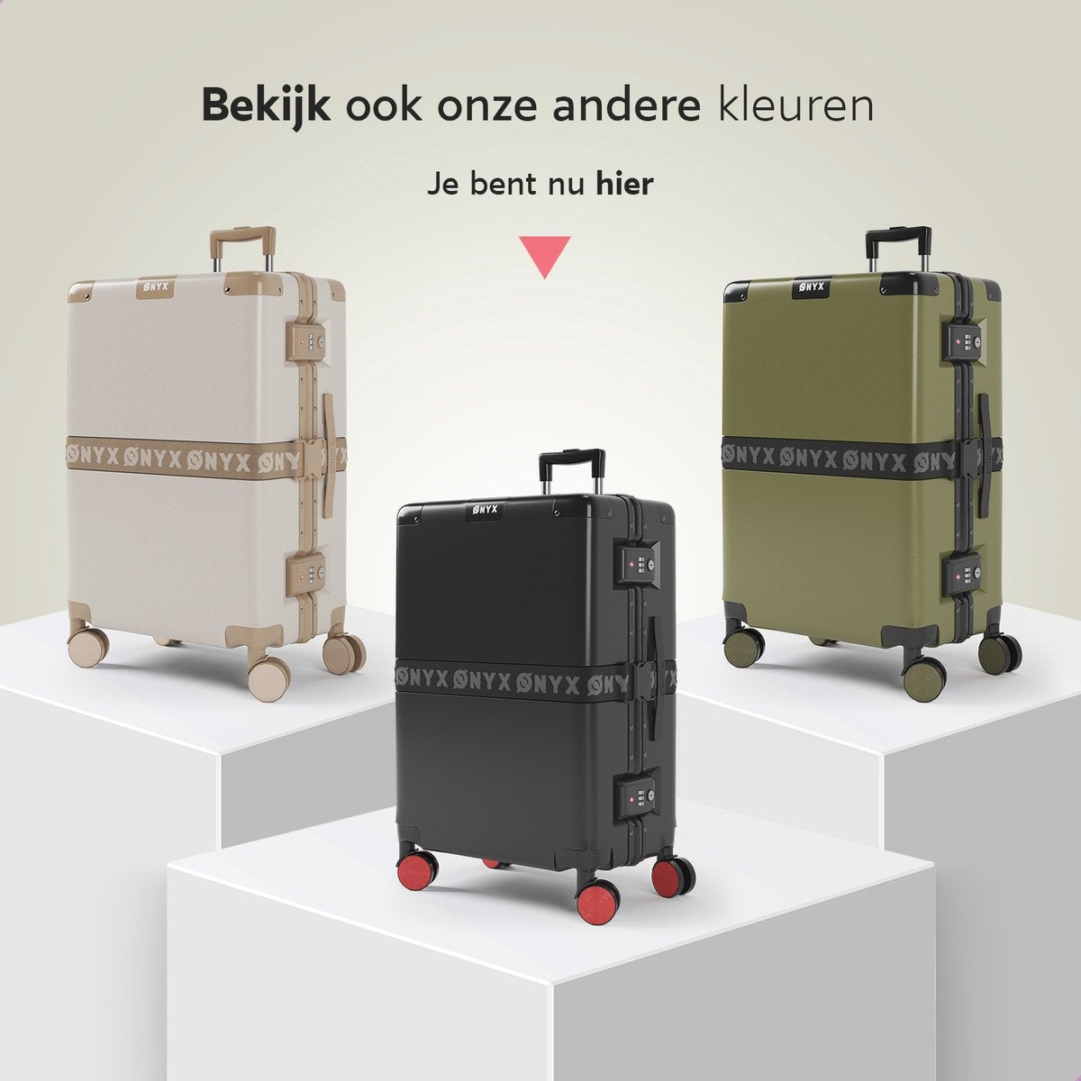 ONYXÂ® Check-in-Koffer 65L - TSA-Schloss - Spinner-Räder - leichter Trolley - Aluminium-Verschluss - Schwarz