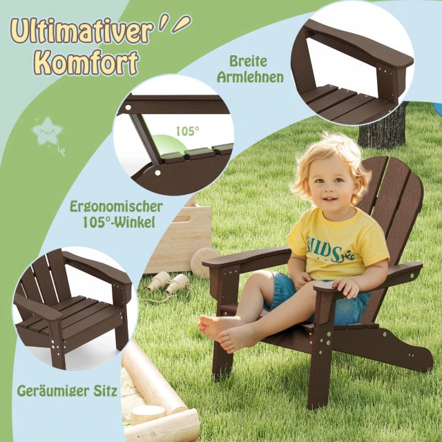 Coast Kinder-Gartenstuhl Braun - HDPE Relax-Stuhl mit ergonomischer Rückenlehne - 53,5 x 52 x 64 cm