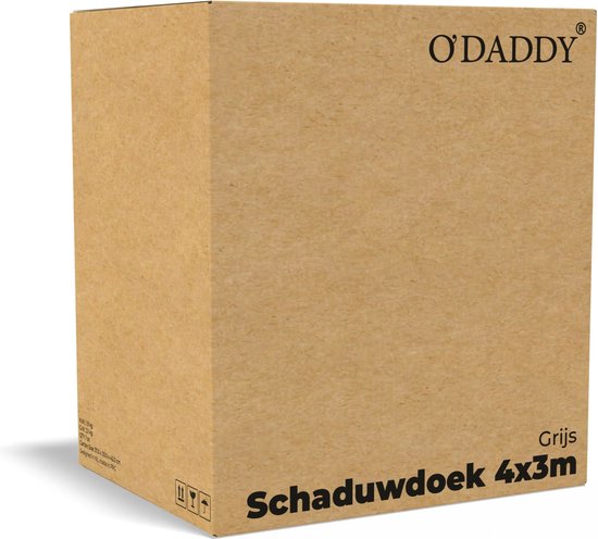 O'DADDY® Schattentuch 4x3m Rechteck - Sonnensegel - Schattierungsnetz - Markise mit Befestigungsmaterial - Wasserdicht - UV30 Sonnenschutz - Dunkelgrau