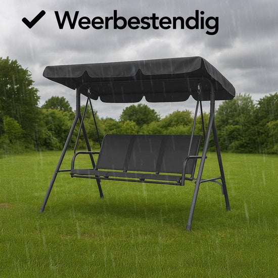 Brixy Swing Bank - 3-Sitzer - Verstellbares Sonnendach - UV-beständig - 170x118x153cm - Anthrazit