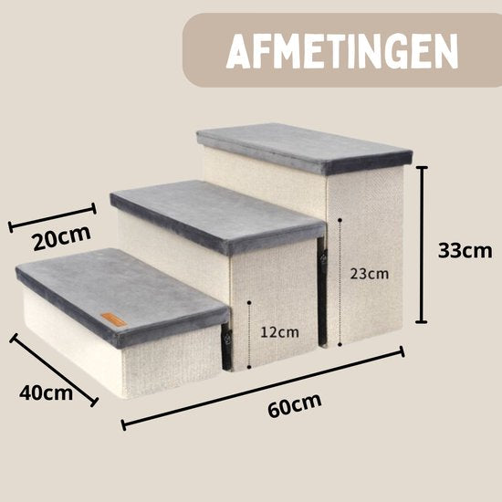 Hundetreppe Stabile Hundetreppe für Hunde mit Ablage - Hundetreppe - Hundetreppe für Sofa oder Bett - bis zu 60 kg - Anthrazit - Universal