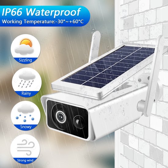 Fuegobird Q1 Solarenergie-Sicherheitskameras - 4MP - Einzelband (2,4 GHz) - IP-Kamera - Integriertes Solarpanel - IP66 Wasserdicht - Weiß