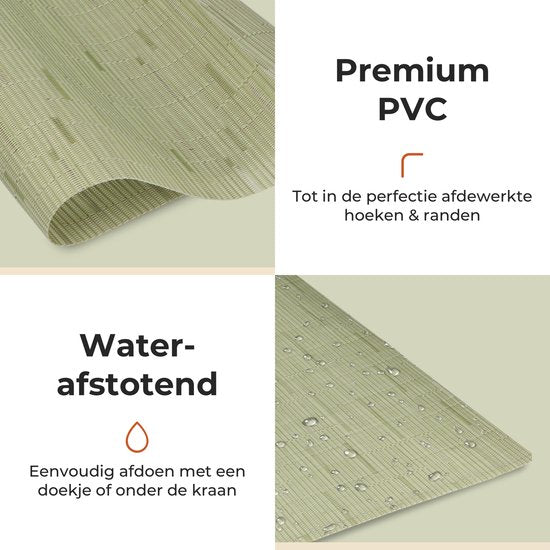 Castagnola Tischsets - Kunststoff Tischsets - Untersetzer - Tischsets Kunststoff und PVC - 6 Stück - 45 x 30 cm - Grün