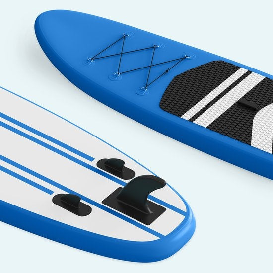LifeGoods - SUP Board - Aufblasbares Paddle Board - Komplettset - Max. 135KG - 320x81cm - Blau