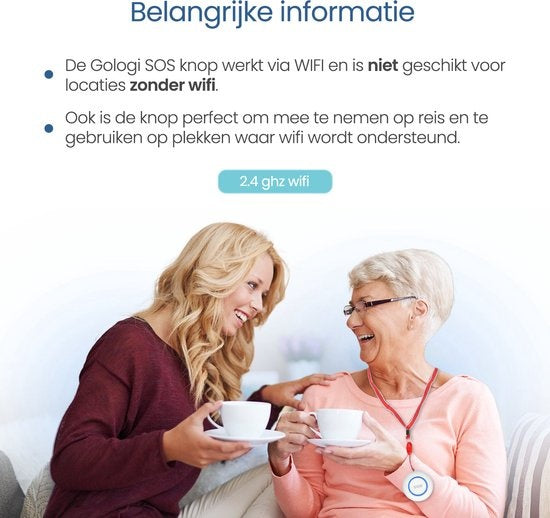 Gologi Slim persönlicher Alarm - Paniktaste - Seniorenalarm - Funkalarmtaste - Notfalltaste - Senioren - WIFI - Fernbenachrichtigung über App