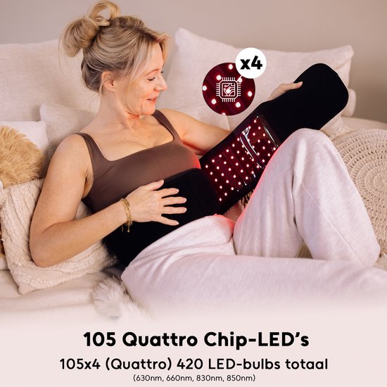 LIROMA® - Rotlichttherapie-Rückenband - Kabellos - Timer - 6000mAh - Infrarotlampe - Infrarot-Rückenband - Mehrere Körperteile - Rotlichttherapie - Schlankheitsband - Wärmeband