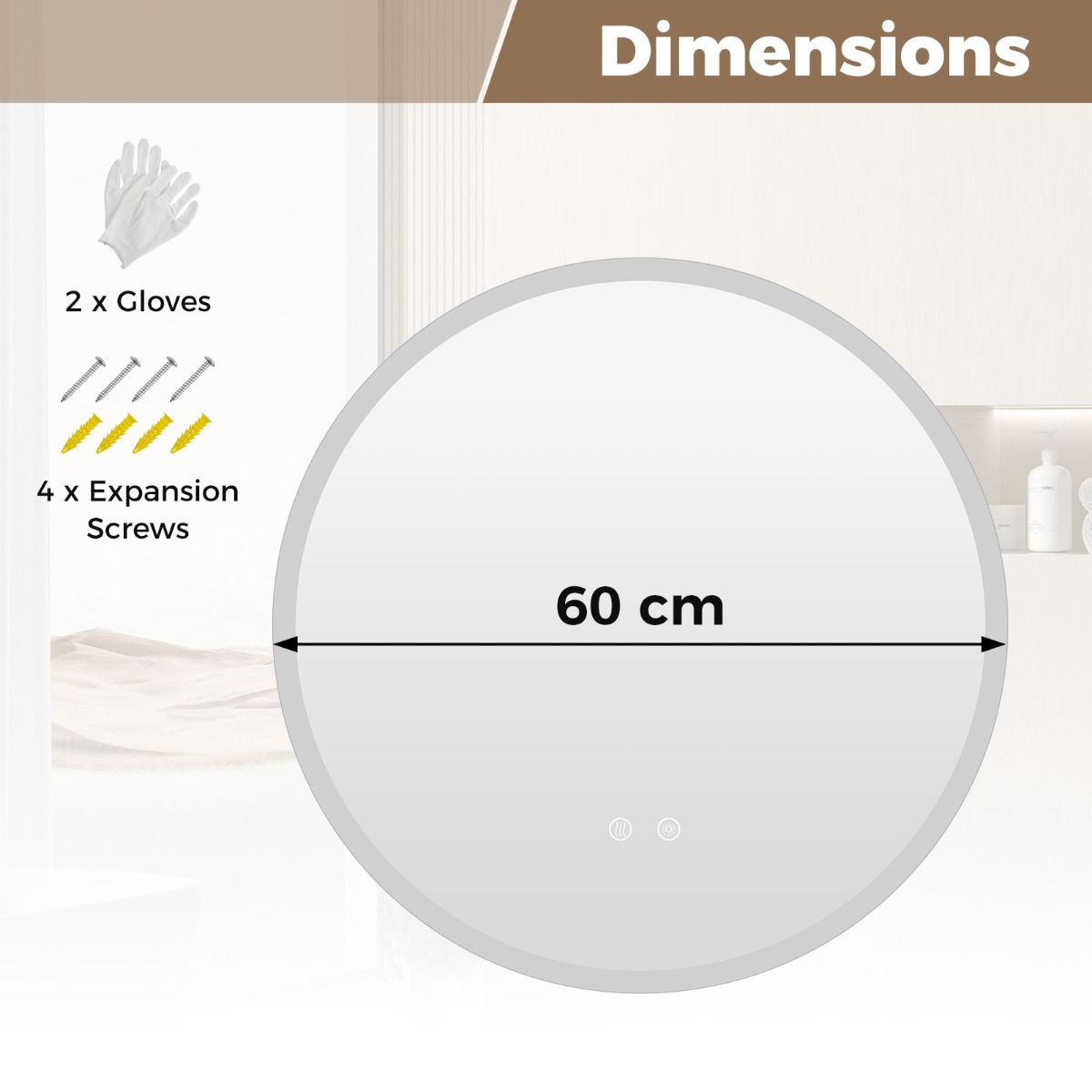 Coast Ronde LED-Badezimmerspiegel – Kosmetikspiegel mit Hintergrundbeleuchtung – 3 Lichtfarben – 60 cm – Silber