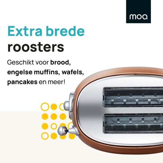 MOA Retro-Toaster - 6 Heizstufen - 2 extra breite Schlitze - 850W - Aufwärm- und Auftaufunktion - Schwarz - T3C