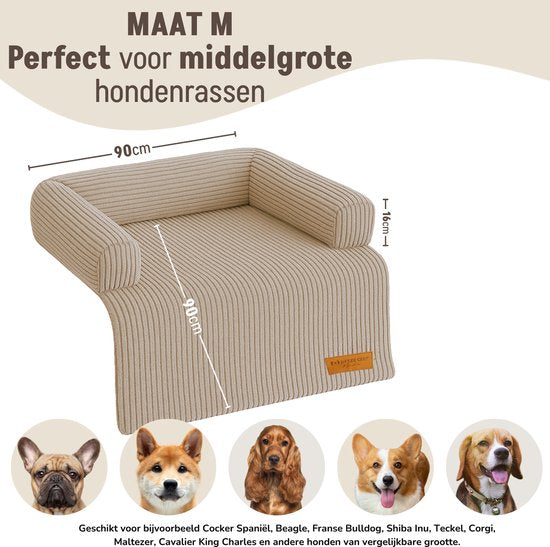 By Cee Cee Original Hundedeckenbank - Hundedeckenbank - Hundekorb - Premium - komplett mit Reißverschluss - Rippengewebe - Mocha Taupe - 90x90 - Größe M