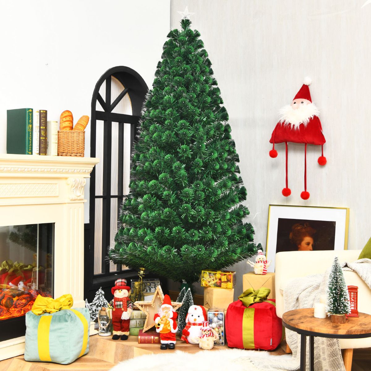 Coast Luxury Artificial Christmas Tree 210 cm Grün - Mit LED und Glasfaser Farbbeleuchtung