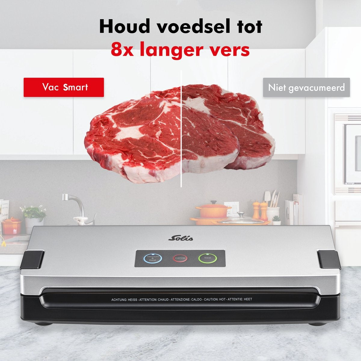 Solis Vac Smart 577 Vakuumiermaschine - Vollautomatische Vakuumiermaschine mit Schlauchanschluss - Grau