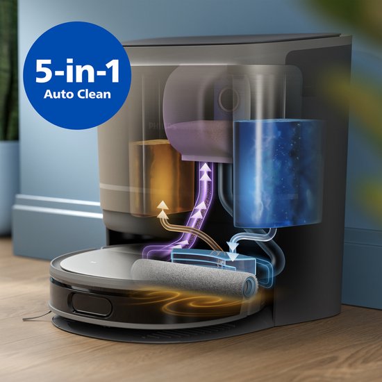 Staubsaugerroboter mit All-in-One-Dockingstation - PHILIPS - XU9100/10 - 9000 series - 8000 Pa - ≤ 66 dB - Metall