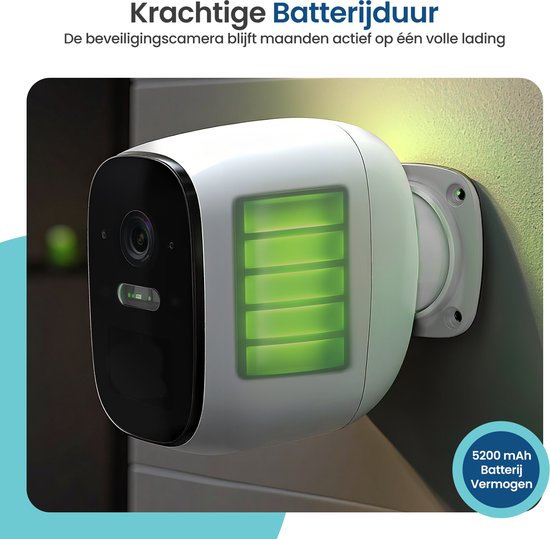 Gologi Drahtlose Sicherheitskamera für Außen und Innen - Überwachungskamera mit Akku 5200 mAh - USB-C wiederaufladbar - Nachtsicht - Bewegungserkennung - Magnetische Befestigung - 4MP HD Kamera WiFi mit App - Sicherheitskamera - Weiß