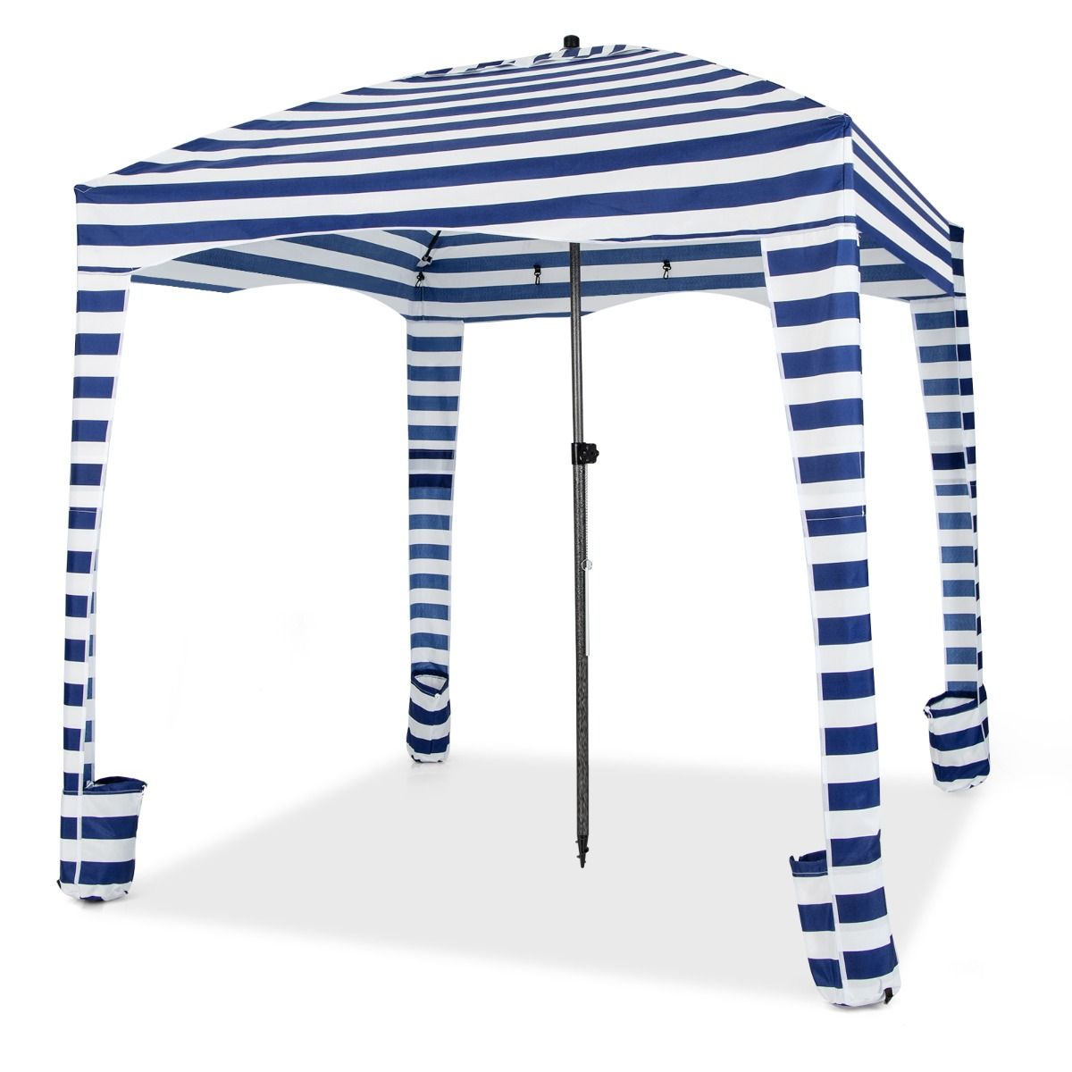 Coast Faltbares Strandzelt - Mit Tragetasche - Abnehmbare Seitenwand - 183 x 183 x 215-240 cm - Blau mit Weiß