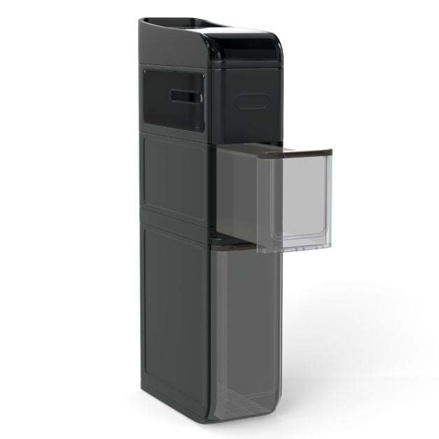 Coast Schmaler Badezimmerschrank mit 2 Schubladen und Papiertuchspender – Schwarz – 43 x 18 x 88 cm