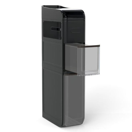 Coast Schmaler Badezimmerschrank mit 2 Schubladen und Papiertuchspender – Schwarz – 43 x 18 x 88 cm