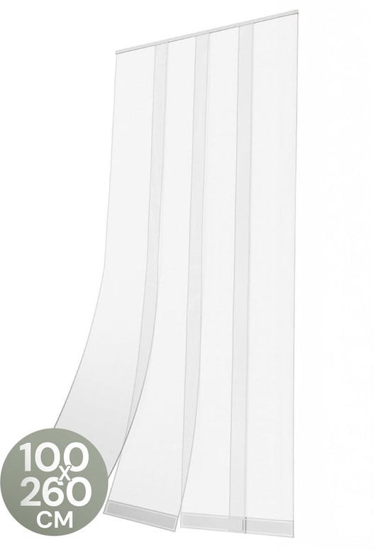 O'DADDY® Fliegengitter Lamellenvorhang - 100x260 cm - Türvorhang - Türtür - Verstellbares Design - Fiberglas - Türgitter Weiß