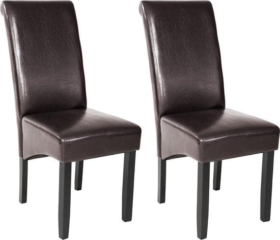 tectake - 2x Esszimmerstuhl Esszimmerstühle Set - ergonomisch - braun - 401294