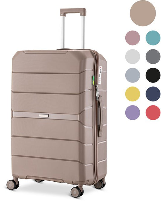 SKYCASES Urban Adventurer - Mittlerer Reisekoffer - Zahlenschloss - 44x27x66cm - 78L - Reisekoffer mit Kofferschloss - Spinner-Räder - Champagner