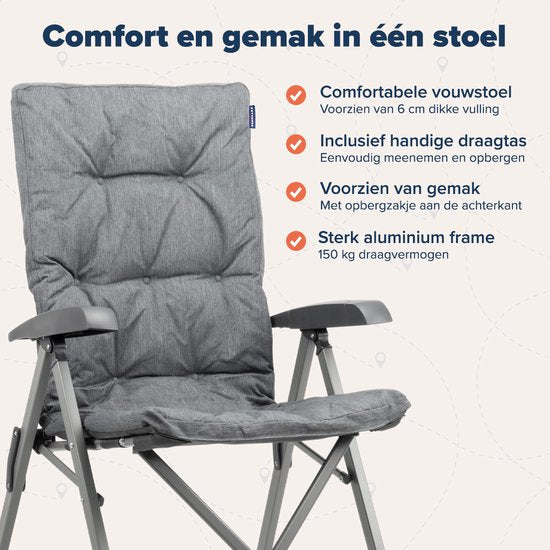 TRVLMORE - Campingstuhl - Inklusive Tragetasche - 150 kg Tragfähigkeit - Grau