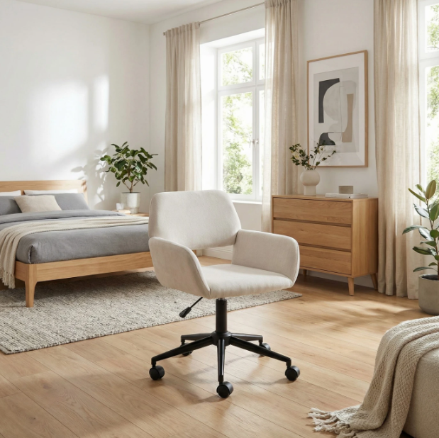 Urban Meuble Kinderschreibtischstuhl aus Stoff – Beige – 57,5 x 58 x 84,5 cm – höhenverstellbar