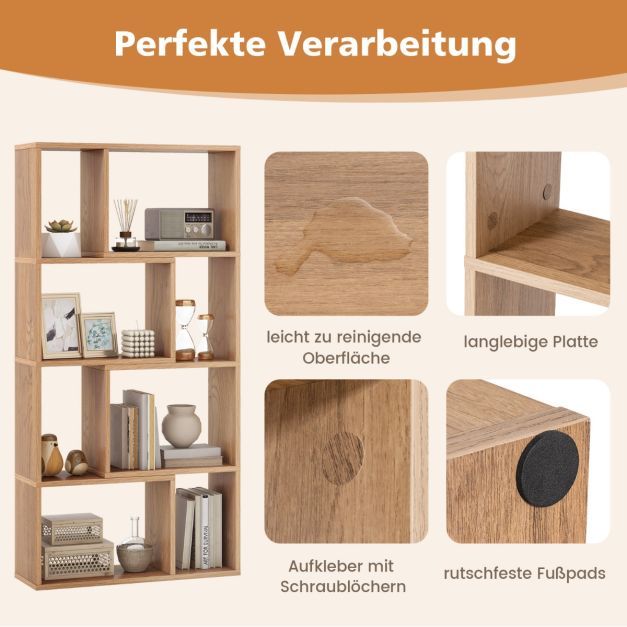 Coast Bookcase - Freistehendes 4-lagiges Bücherregal mit 8 Fächern - 60 x 20 x 120 cm