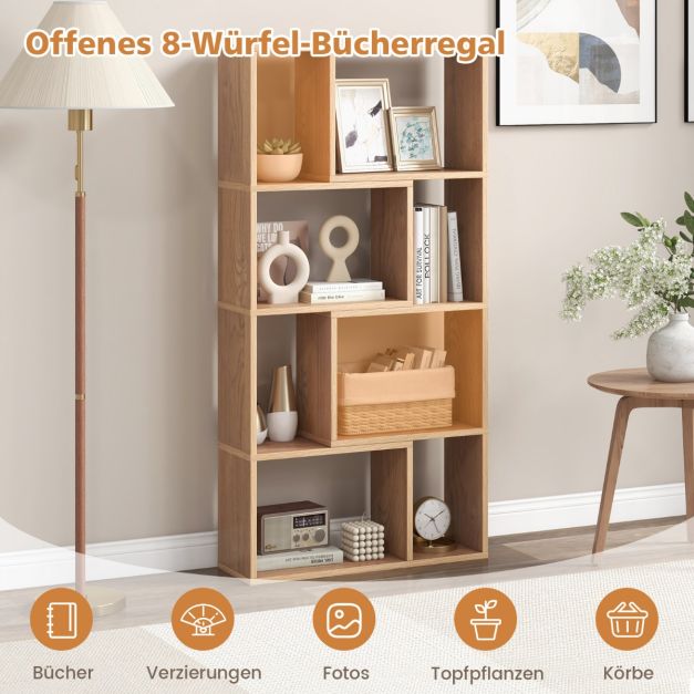Coast Bookcase - Freistehendes 4-lagiges Bücherregal mit 8 Fächern - 60 x 20 x 120 cm