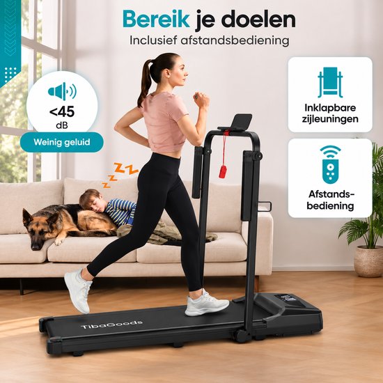 TibaGoods Klappbares Laufband – 1 bis 8 km/h – Laufband – Walking-Pad – Heimtrainer – Laufband für zu Hause – Treadmill – Sport – Laufen – 130 kg