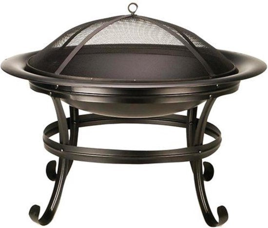 BBQ Collection Feuerschale - Feuerkorb mit Funkenschutz - Außenkamin 77 x 17 x 76 cm - Gartenkamin mit Griffen - Terrassenkamin für Brennholz - Terrassen- und Gartenofen für Lagerfeuer - Kohlenstoffstahl