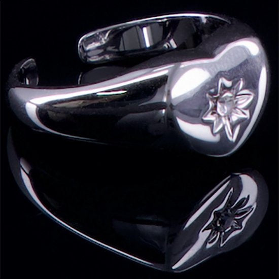 Laura Ferini Verstellbarer Damenring Lana Silber - Siegelring mit Herz und Zirkonia Kristall - Silber Damenschmuck - Wasserfester Edelstahl - Edelstahlschmuck - Accessoires