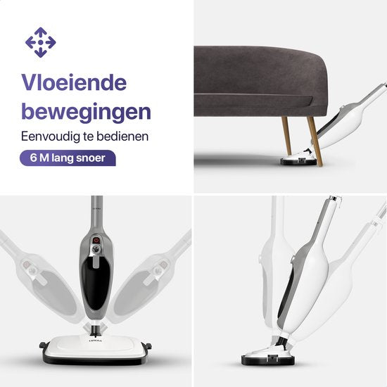 LUMAN 12 in 1 Dampfreiniger UND Händetrockner - Teppichreiniger - Fleckenreiniger - Mit 10 Aufsätzen und 3 Mikrofasertüchern - Reinigt Boden, Sofa, Bad und Teppich - Grau