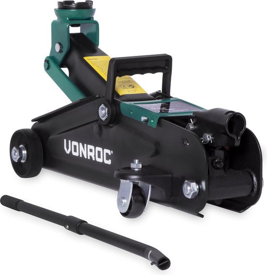 VONROC Wagenheber - Garagenwagenheber - 2 Tonnen - Max. 33 cm. - Inkl. langem Hebegriff