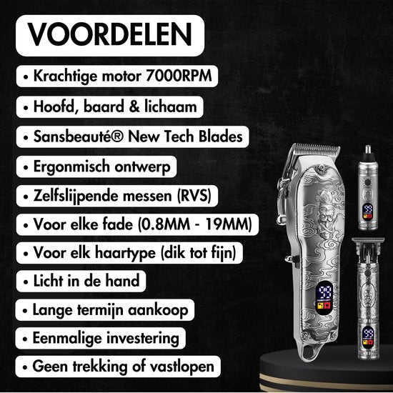 Professionelle kabellose 4-in-1 Haarschneidemaschine - Haarschneider Herrenkopfhaar - Cheveux Haar - Haartrimmer - Friseur Haar Maschine - Haarschneider - Trimmer Bart - Friseur Haarschneider - Friseur Buddha Trimmer - Barbier Set