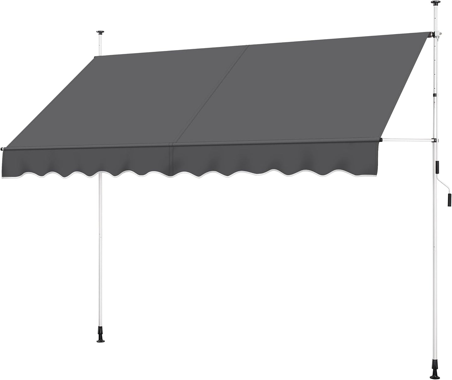 Yaheetech Sonnensegel mit Teleskoprahmen und Aufhängung – 300 x 120 cm – Höhenverstellbar 210–300 cm – UV-beständig – Grau