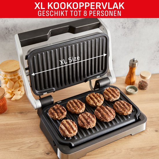 Tefal OptiGrill 4in1 GC774D – Intelligenter Kontaktgrill – Inklusive Bratpfanne – 9 Automatikprogramme – Garstandsanzeige – 2100 W