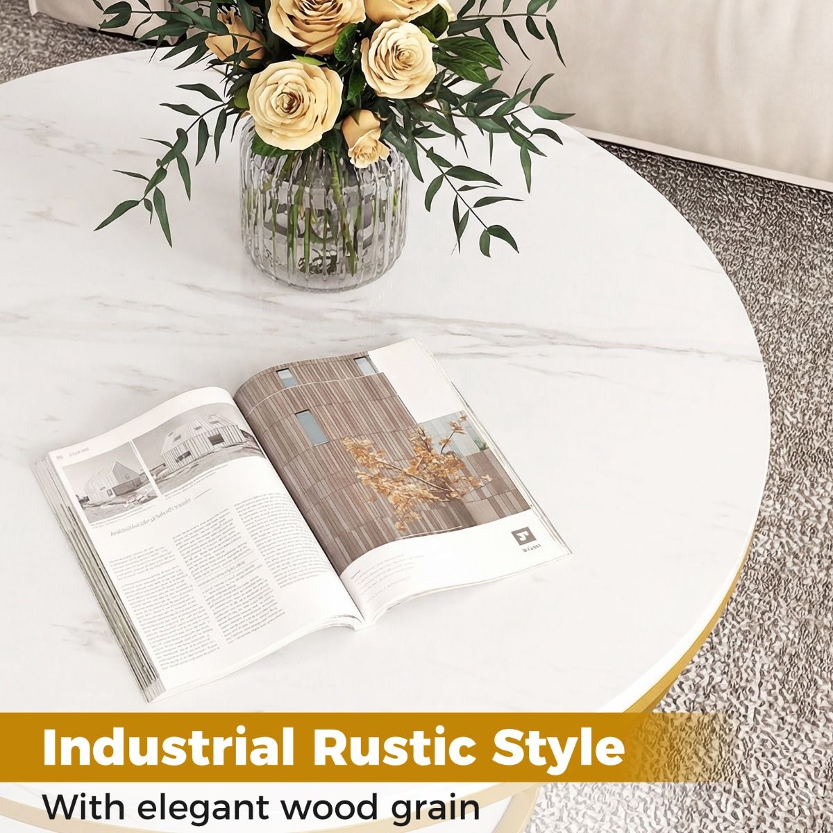 Coast Runder Couchtisch – 2 Ebenen – Metallgestell – weiß – 80 x 45 cm