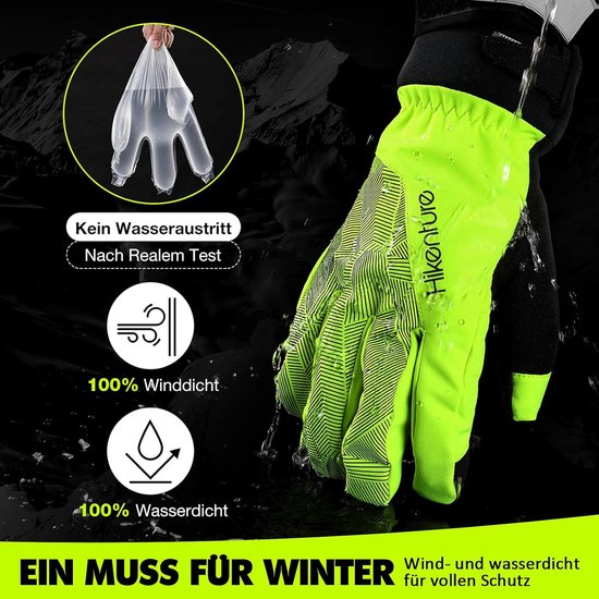 HIKENTURE Winterhandschuhe, wasserdichte Winterradhandschuhe für Damen und Herren, winddichte Skihandschuhe, Radhandschuhe gefüttert mit Langlaufgel, Damen, Herren, Outdoor-Thermo-Wanderhandschuhe