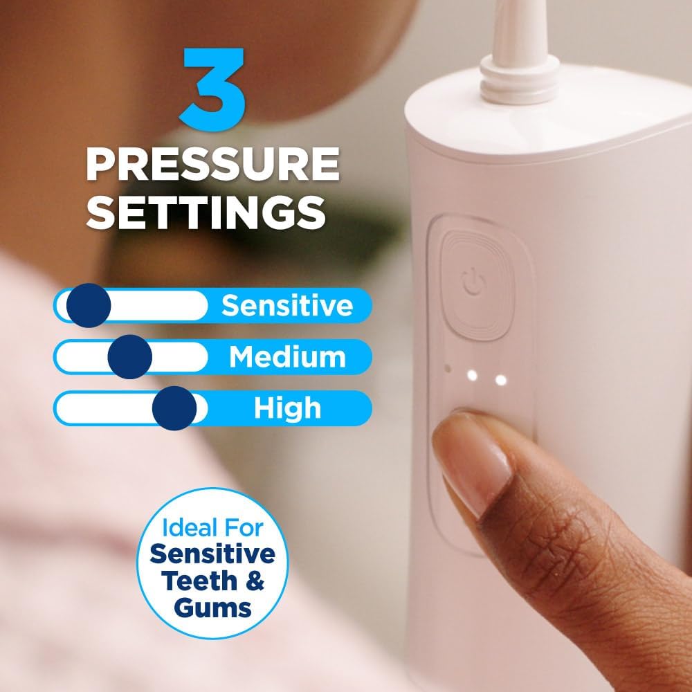 Ontel Miracle Smile Wasserzahnbürste – kabellose Munddusche mit H-förmigem Düsenkopf – 4 Wasserstrahlen – 3 Druckstufen – über USB aufladbar