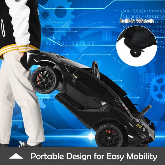 Coast Elektro-Kinderauto – 2,4-GHz-Fernbedienung – LED-Scheinwerfer und Musik – schwarz